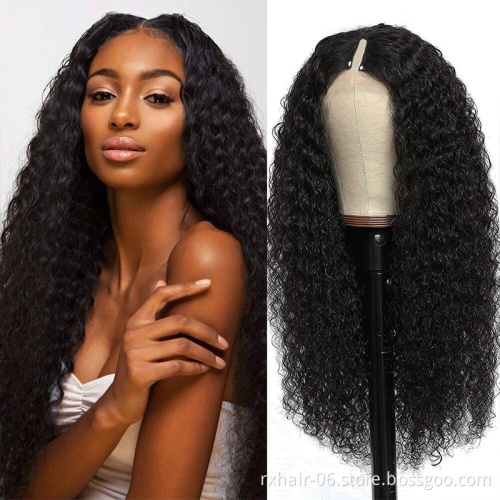 ISEE Hair New V Part Wig Human Hair Curly,Raw Burmese Hair Glueless Thin Part Wig,U Part Wig Blend With Your Own Hairline